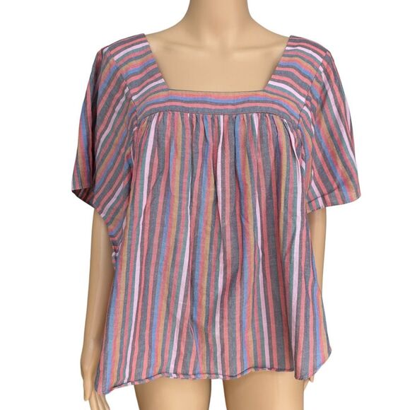 Madewell 100% cotton oversized Butterfly Top in Rainbow Stripe size S - Picture 5 of 11